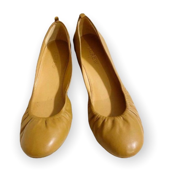 J. Crew Factory Anya Camel Leather Ballet Flats, 7 - Picture 2 of 8